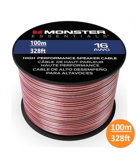 Monster 16 AWG Speaker Wire Copper Cable Spool 100Meter (328FT) - TOOS
