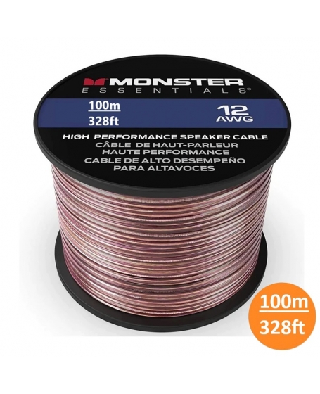 Monster 12 AWG Speaker Wire Copper Cable Spool 100Meter (328FT)