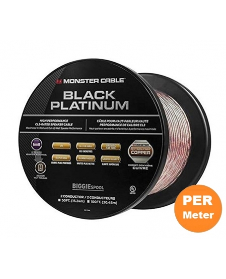 Monster 16 AWG Black Platinum XP Clear Jacket Speaker Cable (per meter)