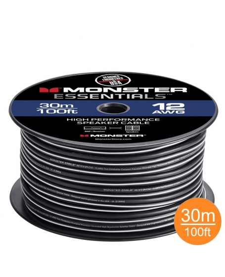 Monster Essentials 12 AWG Speaker Wire Copper Cable Spool 30Meter (100FT)