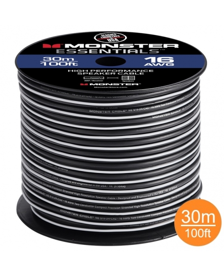 Monster Essentials 16 AWG Speaker Wire Copper Cable Spool 30Meter (100FT)