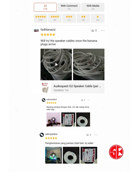 Audioquest G2 16AWG Speaker Cable Roll Of 100Meter ( 328FT )