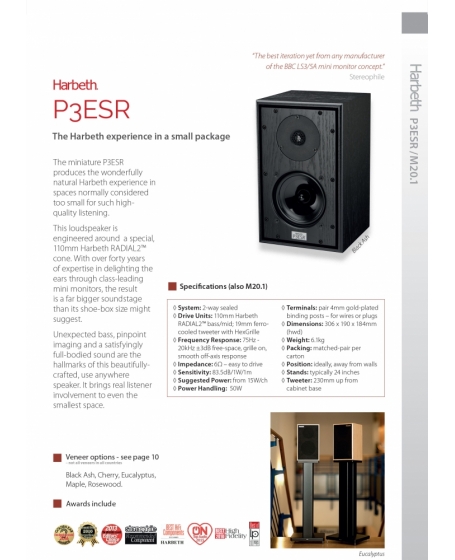 Harbeth P3ESR Bookshelf Speakers Handmade In England