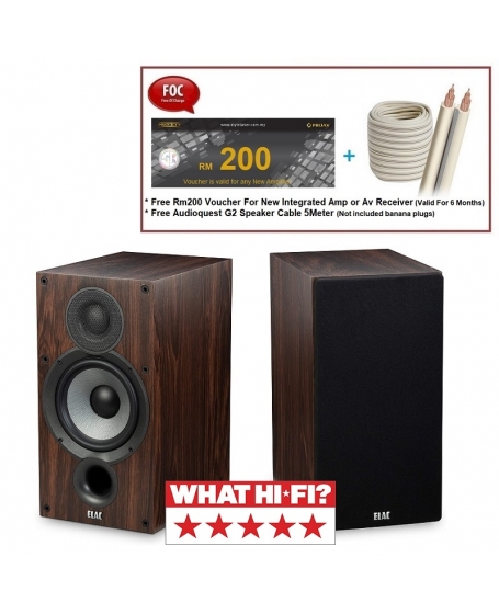ELAC Debut 2.0 B5.2 Bookshelf Speaker (Walnut)