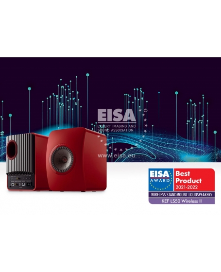 KEF LS50 Wireless II (Crimson Red) Powered stereo speakers with Wi