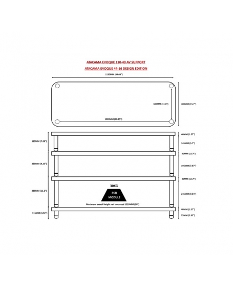 Atacama Evoque 110/40 4 Tiers Hifi Rack Made In England