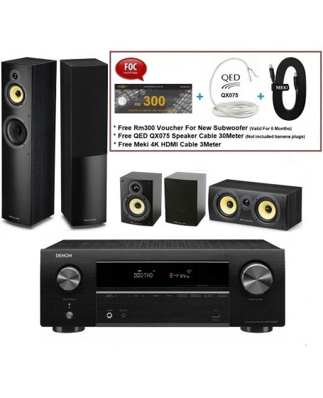 Denon AVR-X550BT + Wharfedale Crystal 4 5.0 Home Theatre Package