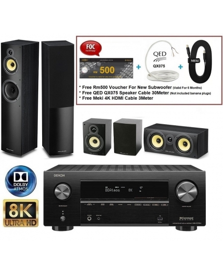 Denon AVR-X2700H​ + Wharfedale Crystal 4 5.0 Home Theatre Package