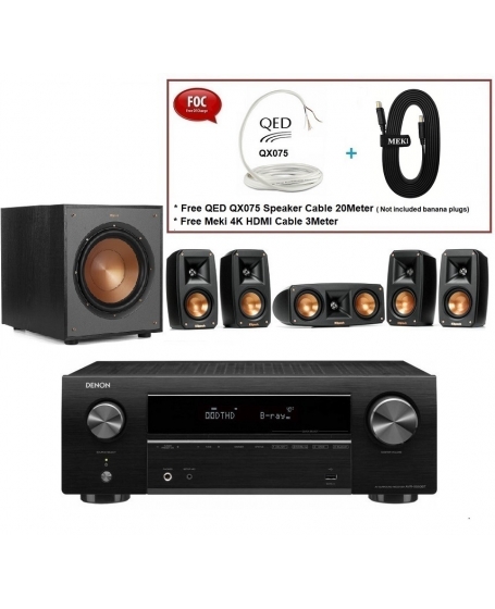 Denon AVR-X550BT+ Klipsch Reference Theater Pack 5.1Ch Home Theatre Package TOOS