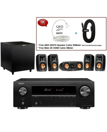 Denon AVR-X550BT+ Klipsch Reference Theater Pack 5.1Ch Home Theatre Package TOOS