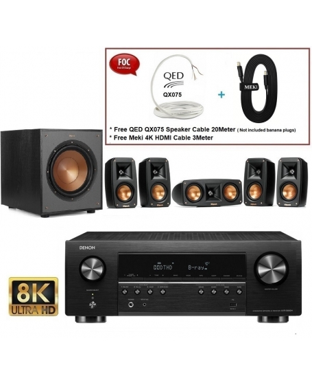 Denon AVR-S660H+Klipsch Reference Theater Pack 5.1Ch Home Theatre Package TOOS