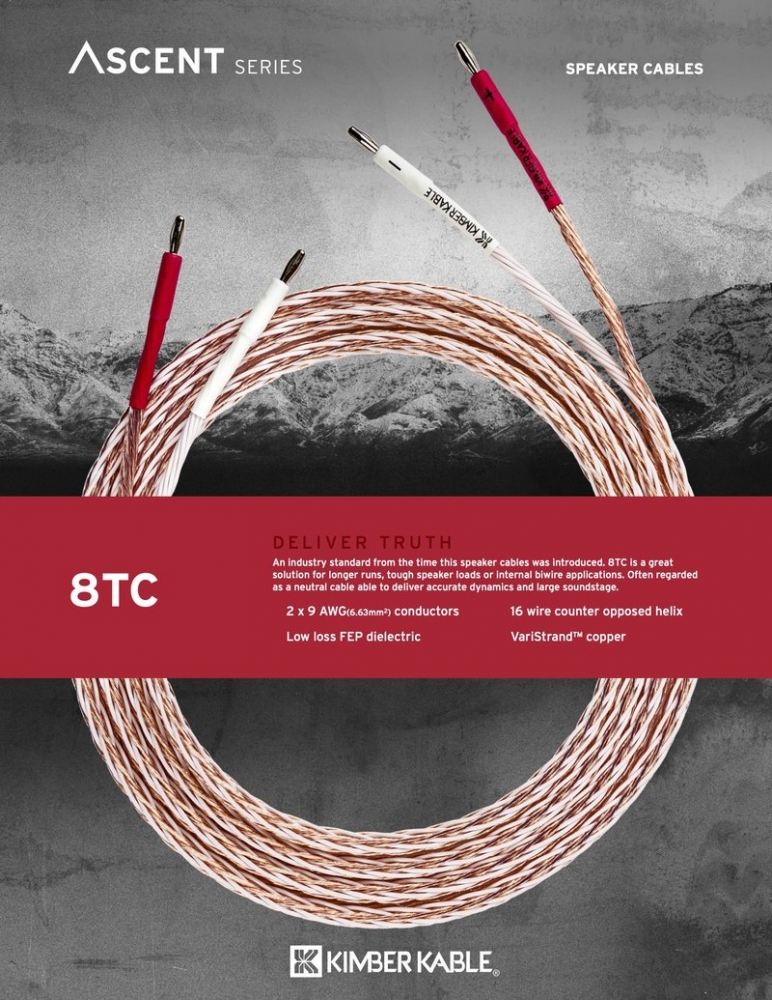 Kimber Kable 8TC Ascent Series Speaker Cable 2.5M Made In USA