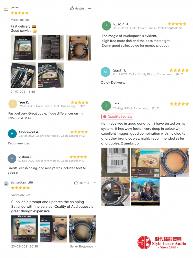 Audioquest Pearl 48 8K HDMI Cable 3 Meter