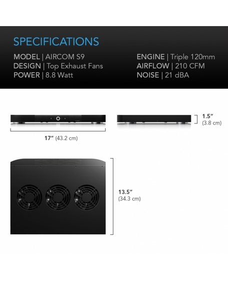 AC Infinity Aircom S9 Receiver and AV Component Cooling Fan System Top Exhaust 17