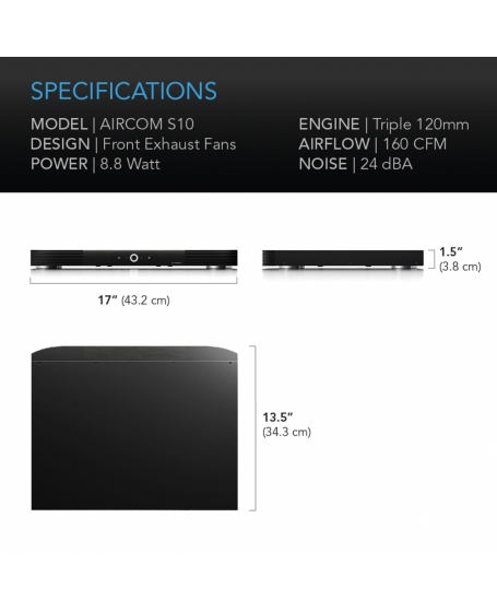 AC Infinity Aircom S10 Receiver and AV Component Cooling Blower System Front Exhaust 17