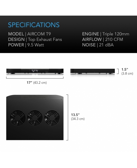 AC Infinity Aircom T9 Receiver and AV Component Cooling Fan System Top Exhaust 17