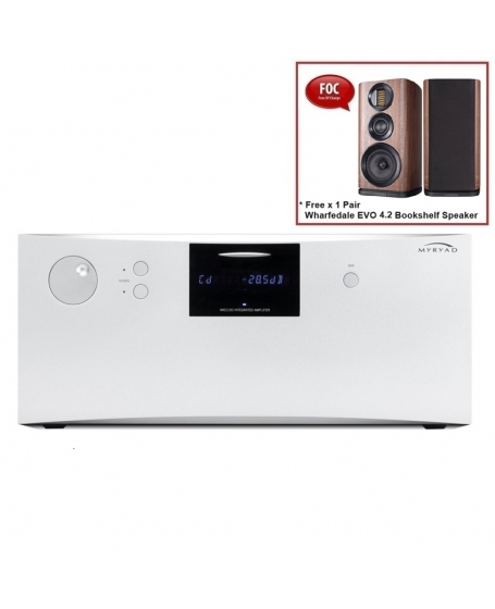 Myryad MXI2150 Stereo Integrated Amplifier Made in England Free Wharfedale EVO 4.2 Bookshelf Speaker