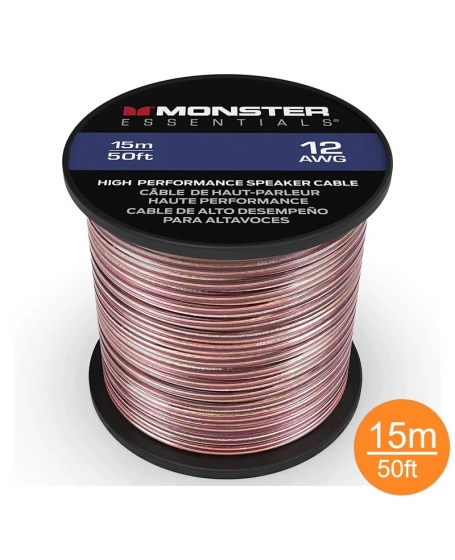 Monster 12 AWG Speaker Wire Copper Cable Spool 15Meter (50FT)