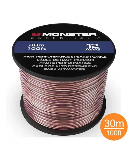 Monster 12 AWG Speaker Wire Copper Cable Spool 30Meter (100FT)