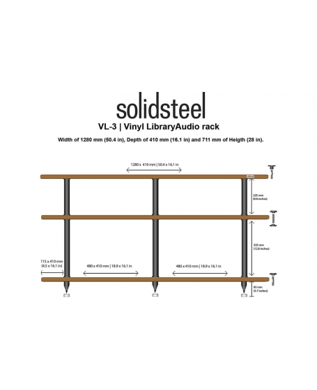 Solidsteel VL-3 Vinyl Storage Hi-Fi Rack Made In Italy