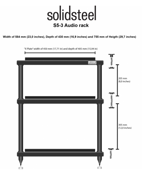 Solidsteel S5-3 Advanced Hi-Fi Audio Rack Made In Italy