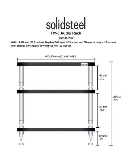Solidsteel HY-3 4 Pillars Hyperspike Junior Hi-End Rack Made In Italy
