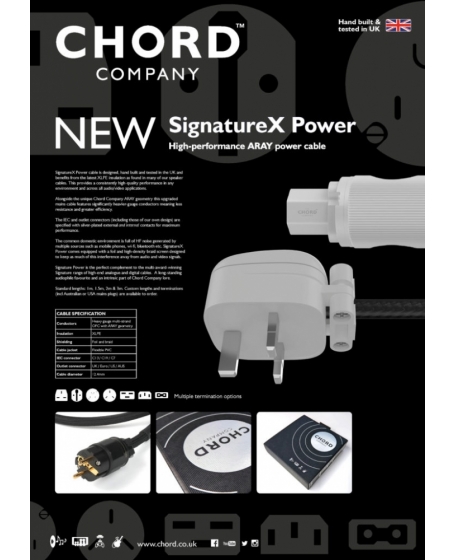 Chord SignatureX ARAY Power Cable 2Meter UK Plug
