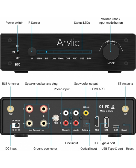 Arylic B50 Wireless Stereo Amplifier (DU)