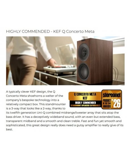 KEF Q Concerto Meta 3-way Bookshelf Speaker - TOOS