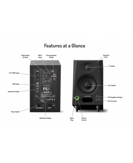 Auraphon Audio PS3 Powered Bookshelf Speaker