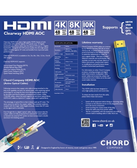 Chord Clearway HDMI AOC Cable 3 Meter