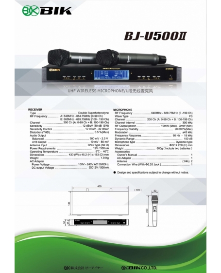 BIK BJ-U500 II  Professional Wireless Microphone