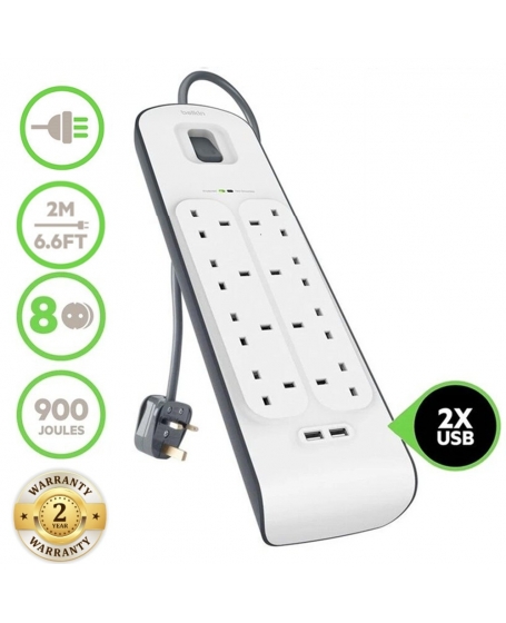 Belkin BSV804sa2M 2.4 Amp USB Charging 8-outlet Surge Protection Strip