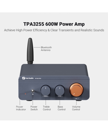 Fosi Audio BT20A Pro-DG-48V Bluetooth Stereo Power Amp