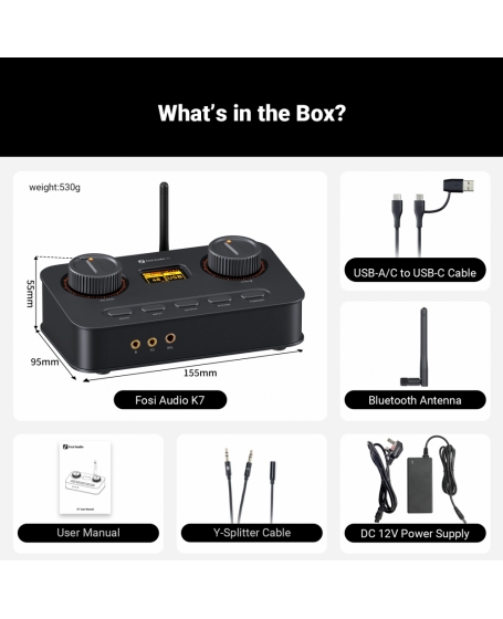 Fosi Audio K7 Desktop DAC Headphone Amplifier