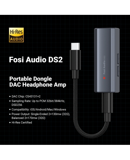 Fosi Audio DS2 Dongle DAC Headphone Amplifier