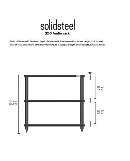 Solidsteel S2-3 Hi-Fi Rack Made In Italy ( 3 Tiers )