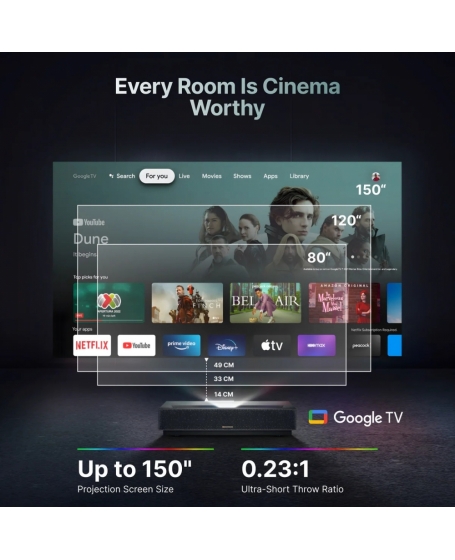 Formovie Cinema Edge 4K UST Laser Projector Featuring Google TV with Netflix