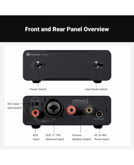 Fosi Audio P3 Pre + Fosi Audio V3-48V5A MonoBlock Package